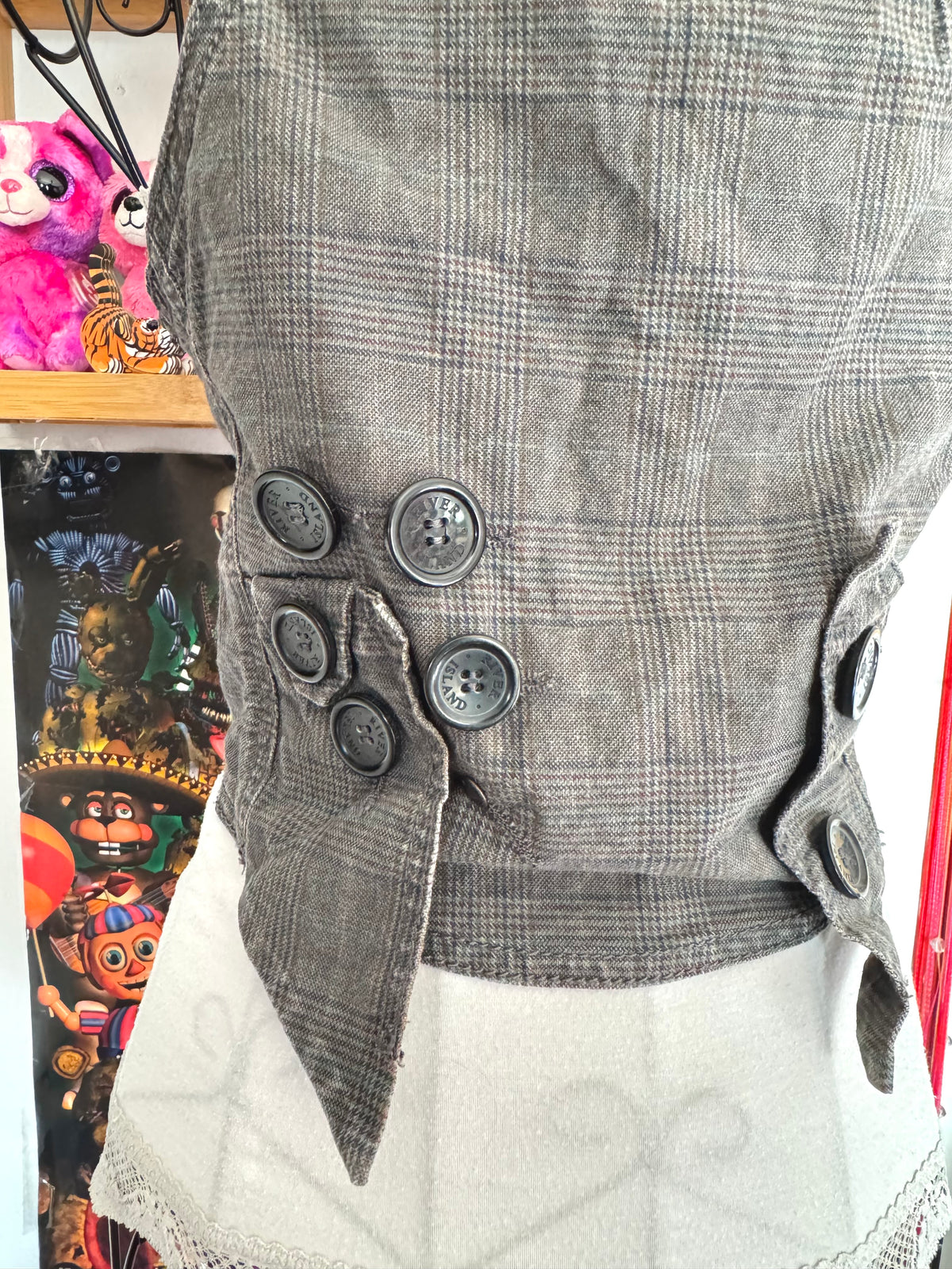 y2k vintage grey button up sleeveless fitted waistcoat