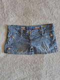 y2k vintage low waisted medium wash denim mini shorts