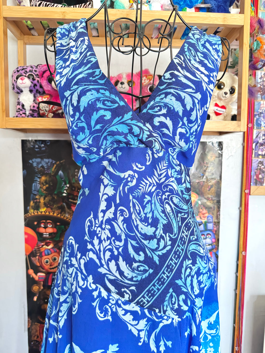 y2k vintage ombre effect waterfall blue maxi dress