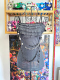 y2k vintage grey fitted cami top with layered necklace overlay grunge