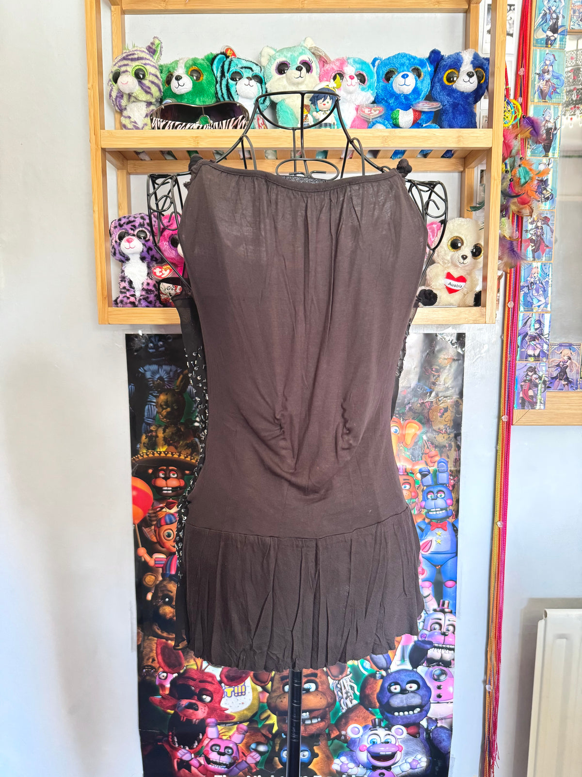 y2k vintage layered vest top with dragonfly jewels embellished and lettuce hem