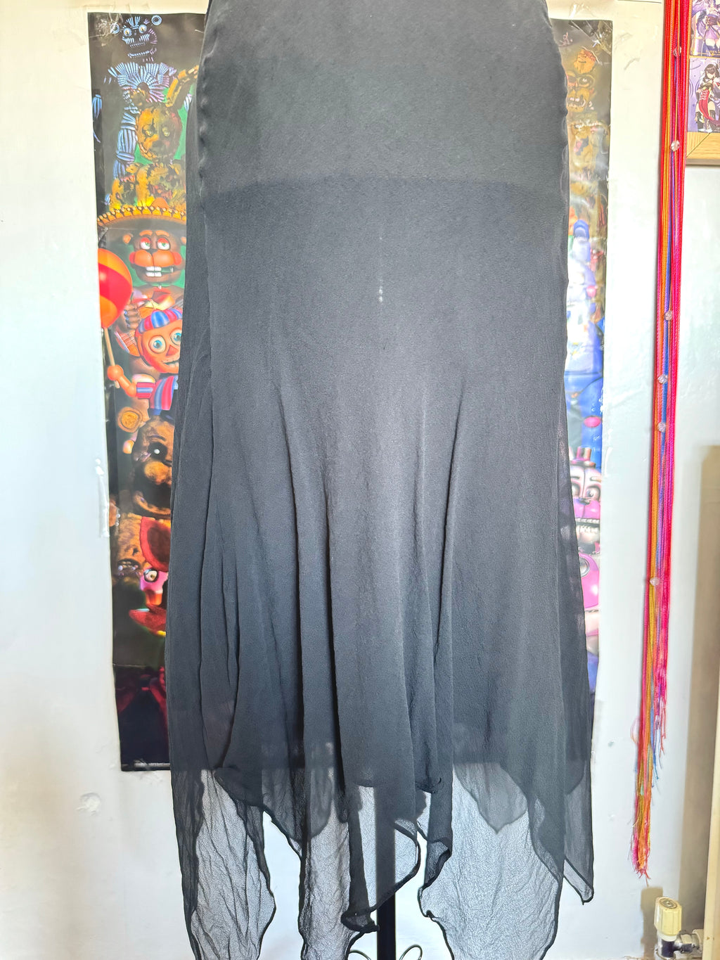 y2k vintage silk black and pink butterfly sequin embellished floaty fairy hem midaxi length dress