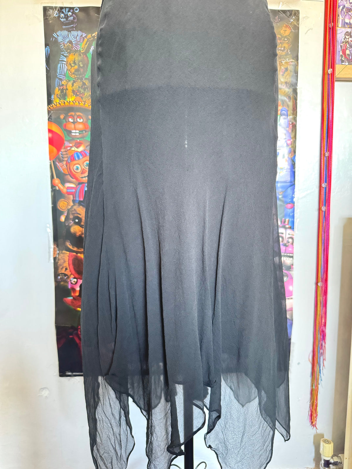 y2k vintage silk black and pink butterfly sequin embellished floaty fairy hem midaxi length dress