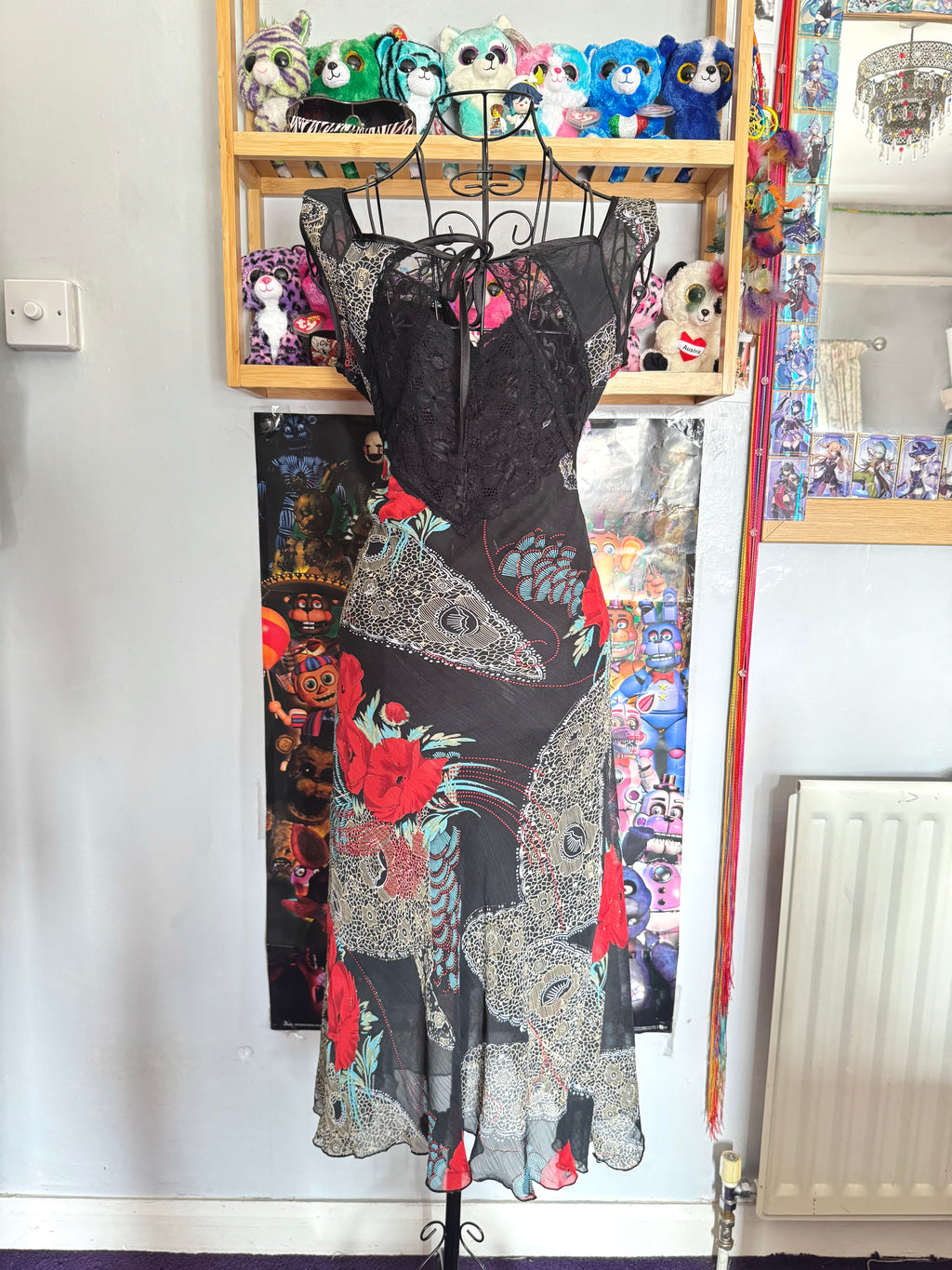 y2k vintage silk blend floral print midi dress