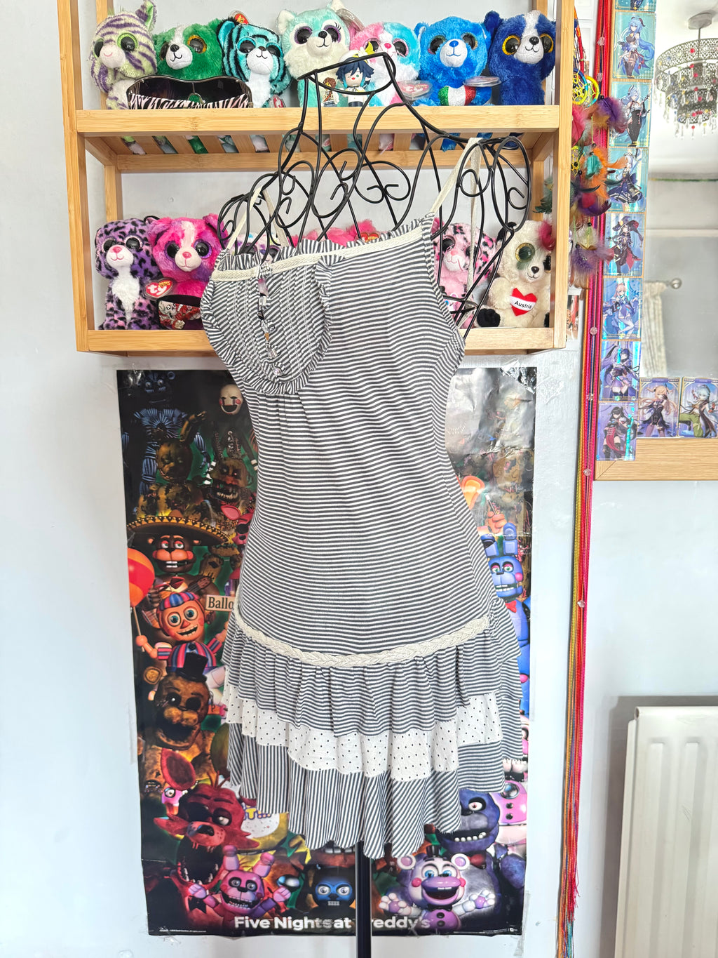 y2k vintage striped pattern ruffle tiered mini dress sailor vibes