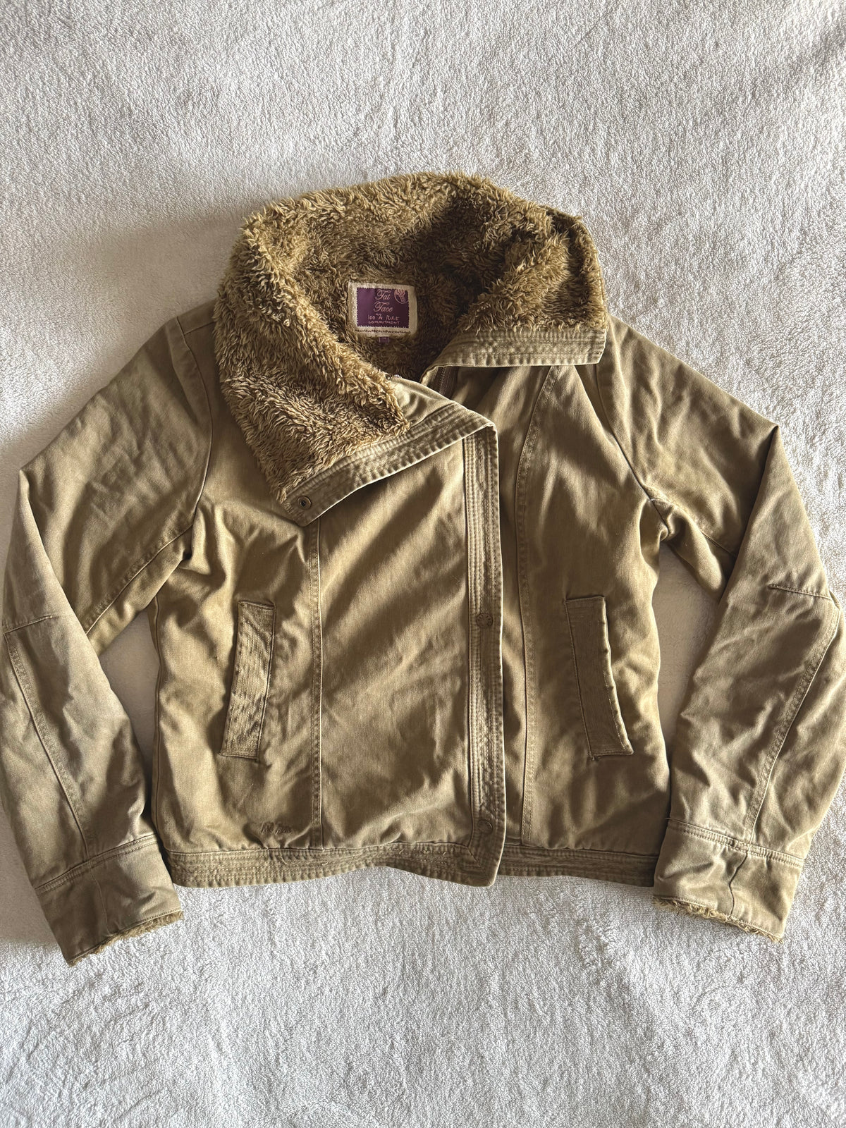 y2k vintage winter thick teddy lined funnel neck jacket cosy