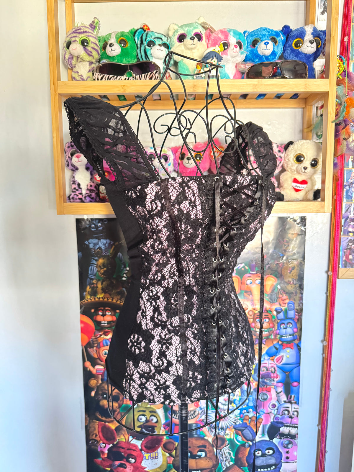 y2k vintage gothic off shoulder milkmaid lace up floral trimmings cami top
