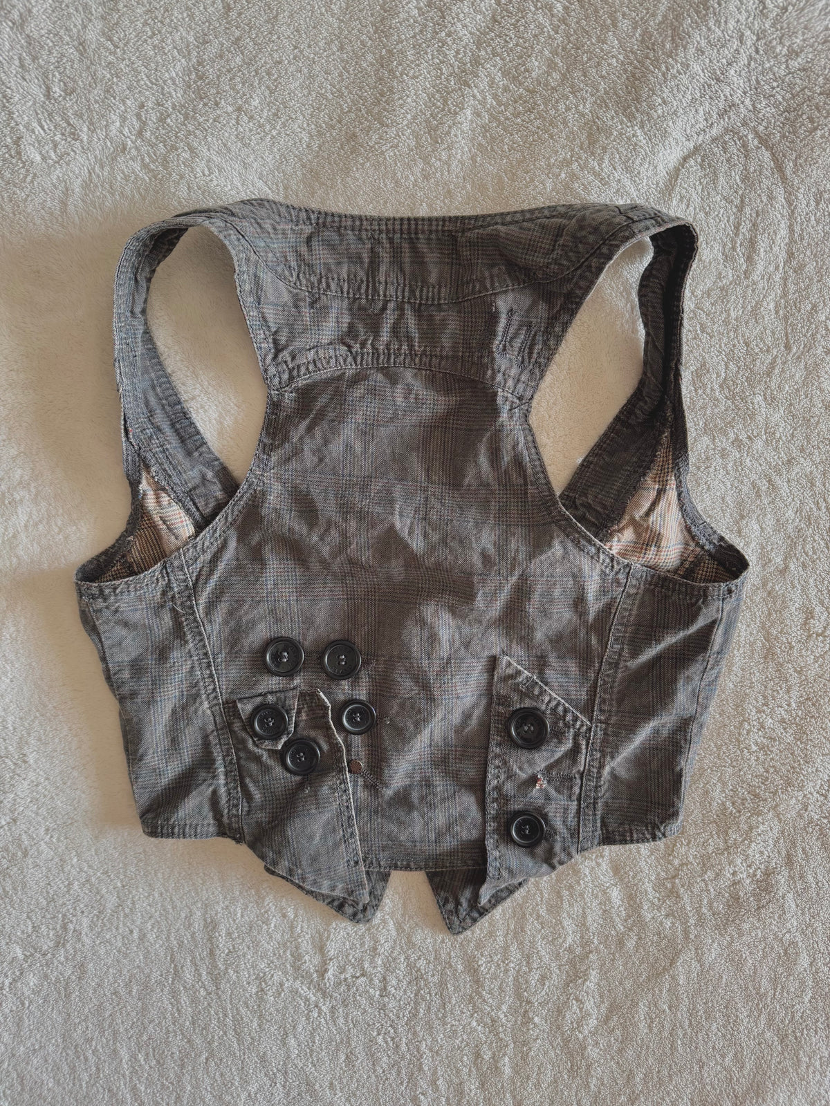 y2k vintage grey button up sleeveless fitted waistcoat