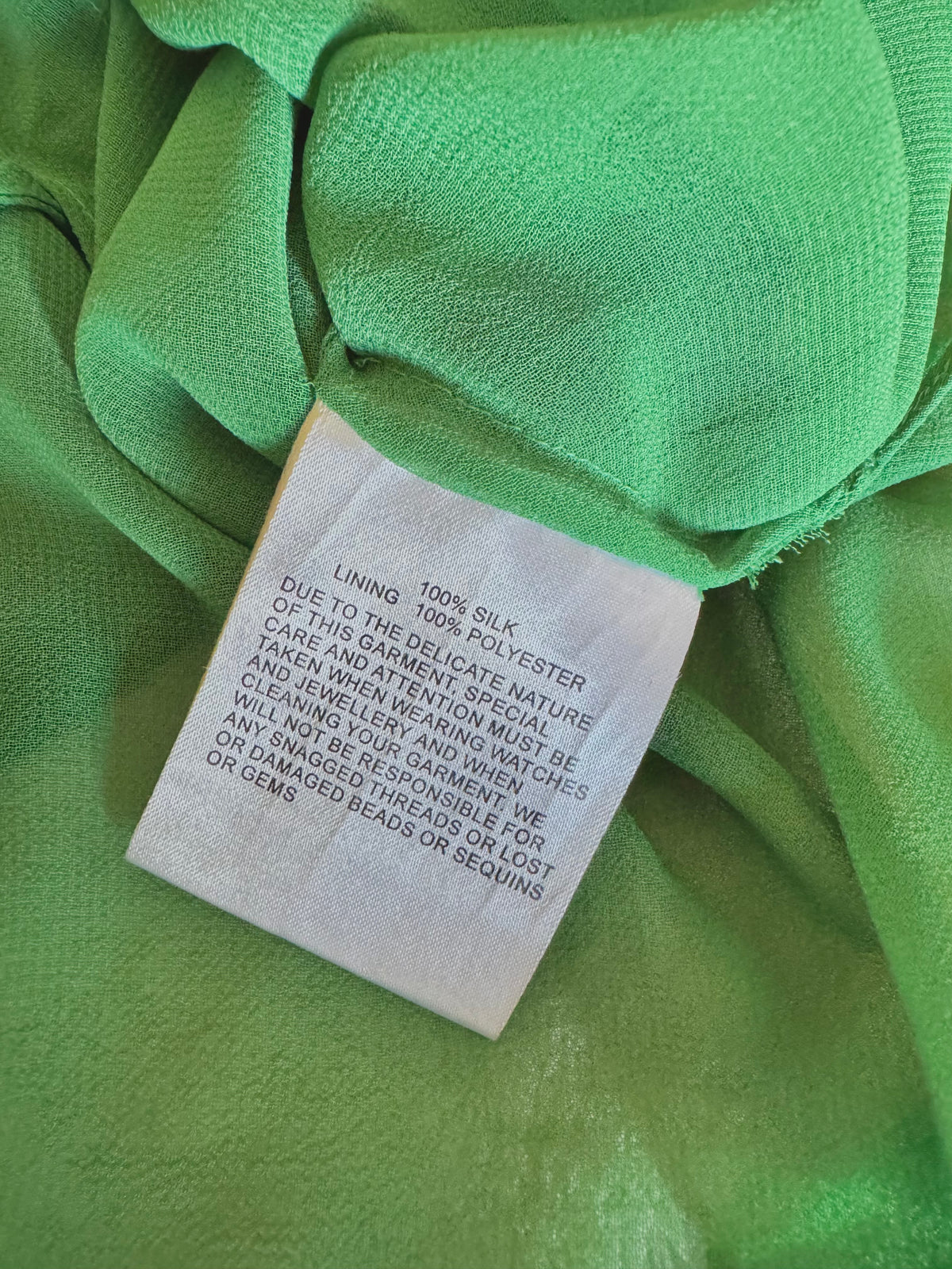 y2k vintage silk green flowy midaxi length dress with multicoloured embroidered details