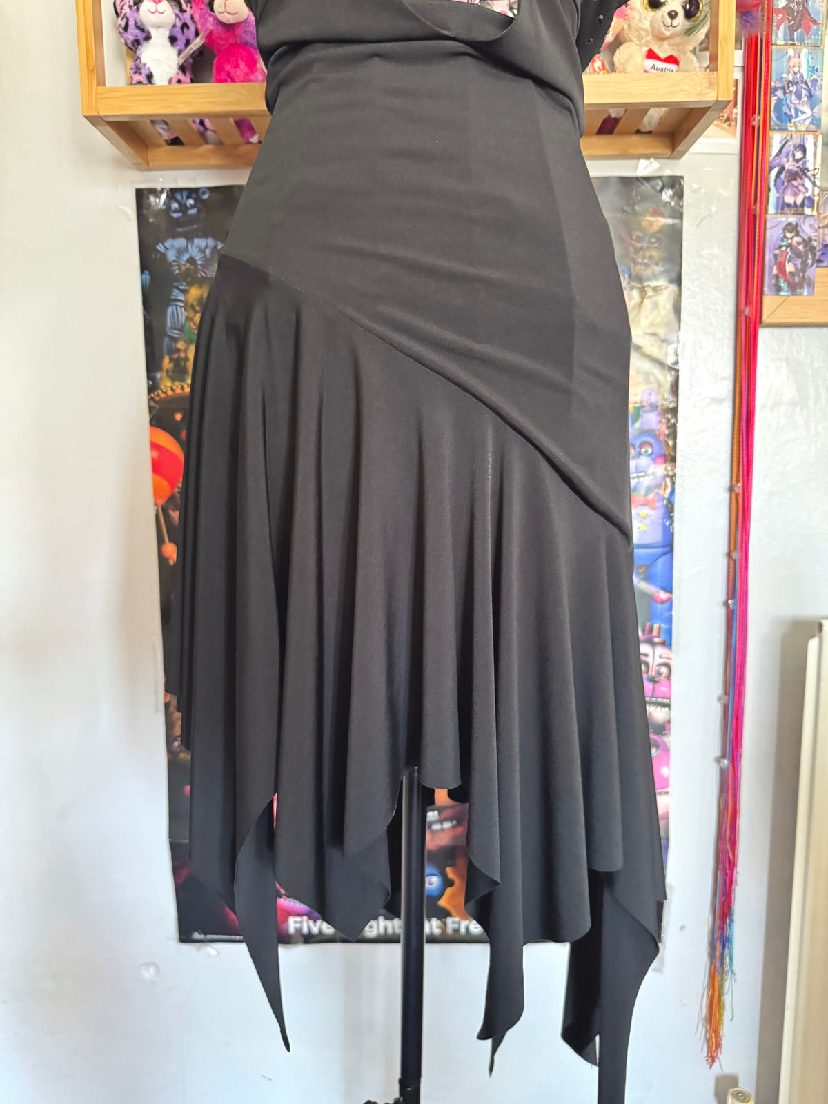 y2k vintage wrap style black rhinestone asymmetrical hem midi dress with ruching