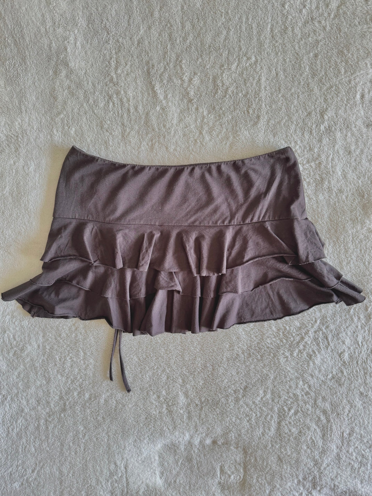 y2k vintage chocolate brown ruffle tiered mini skirt or floaty halter top fairycore