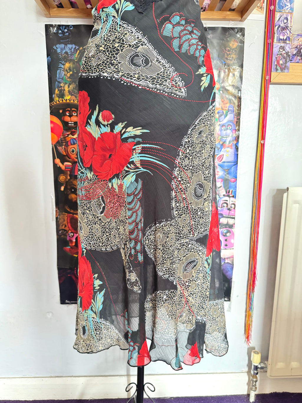 y2k vintage silk blend floral print midi dress