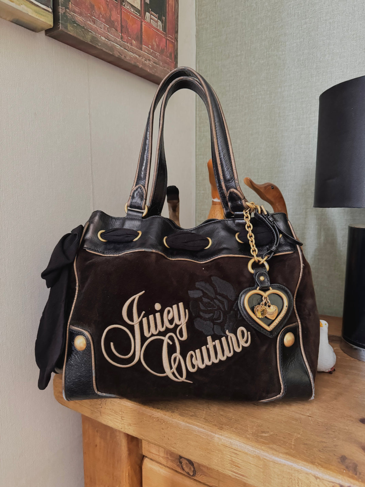y2k 2000’s brown velour Juicy Couture daydreamer bag trashy