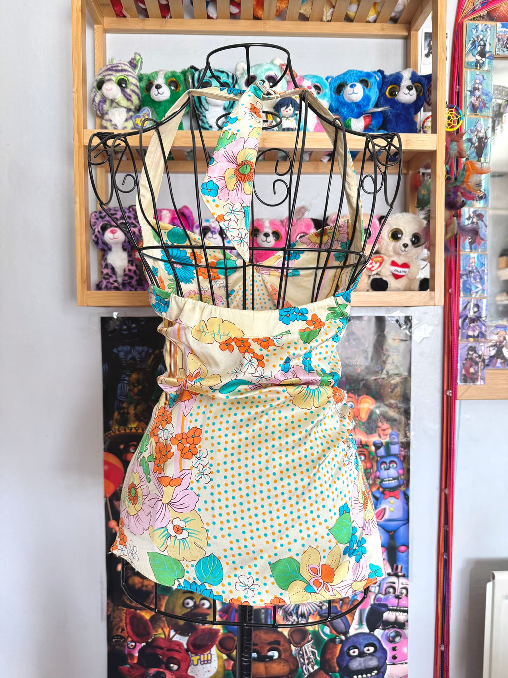 y2k vintage fitted silk floral ruched halterneck cami top