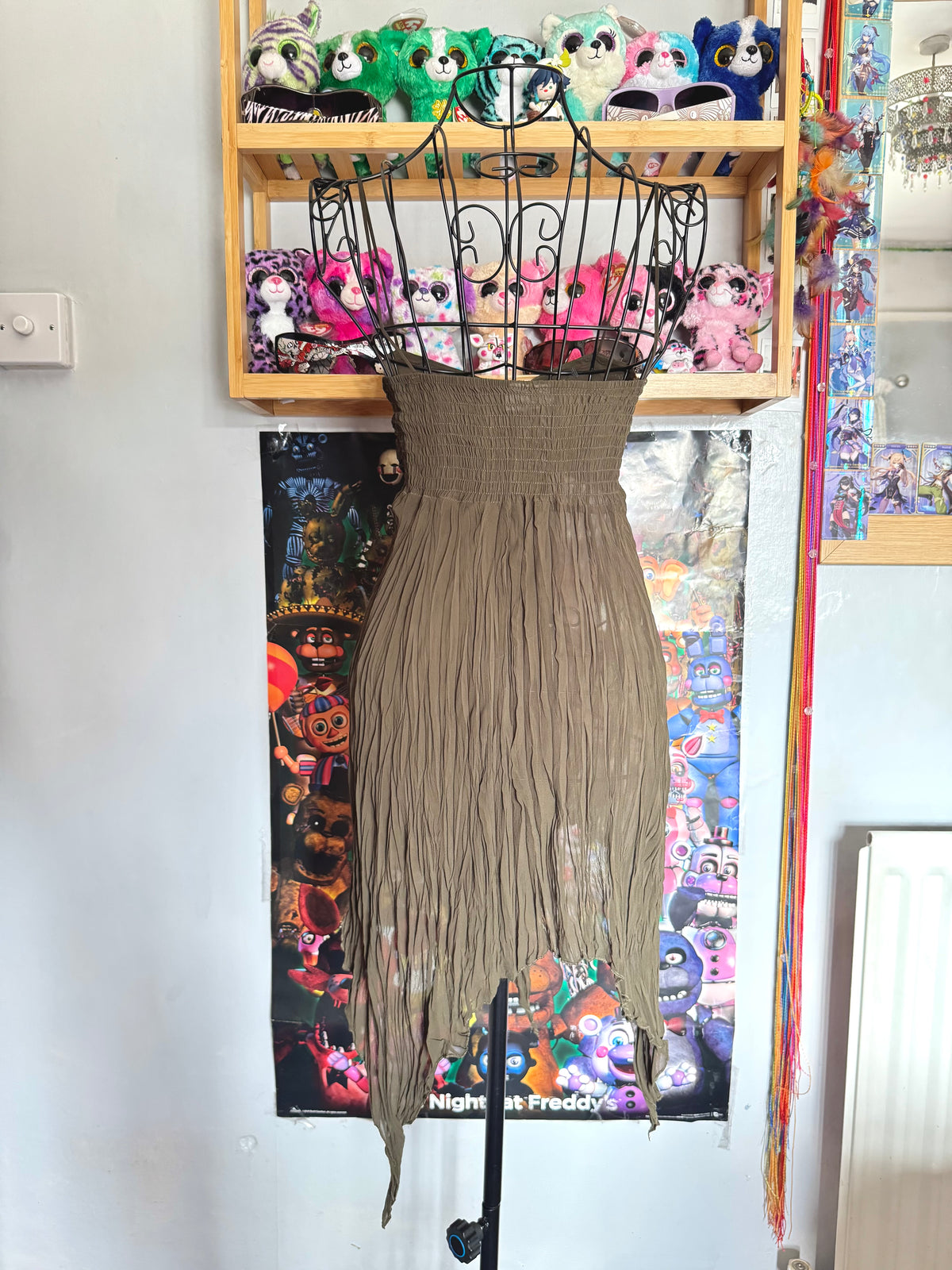 y2k vintage khaki forest fairy floaty asymmetrical hem cami top