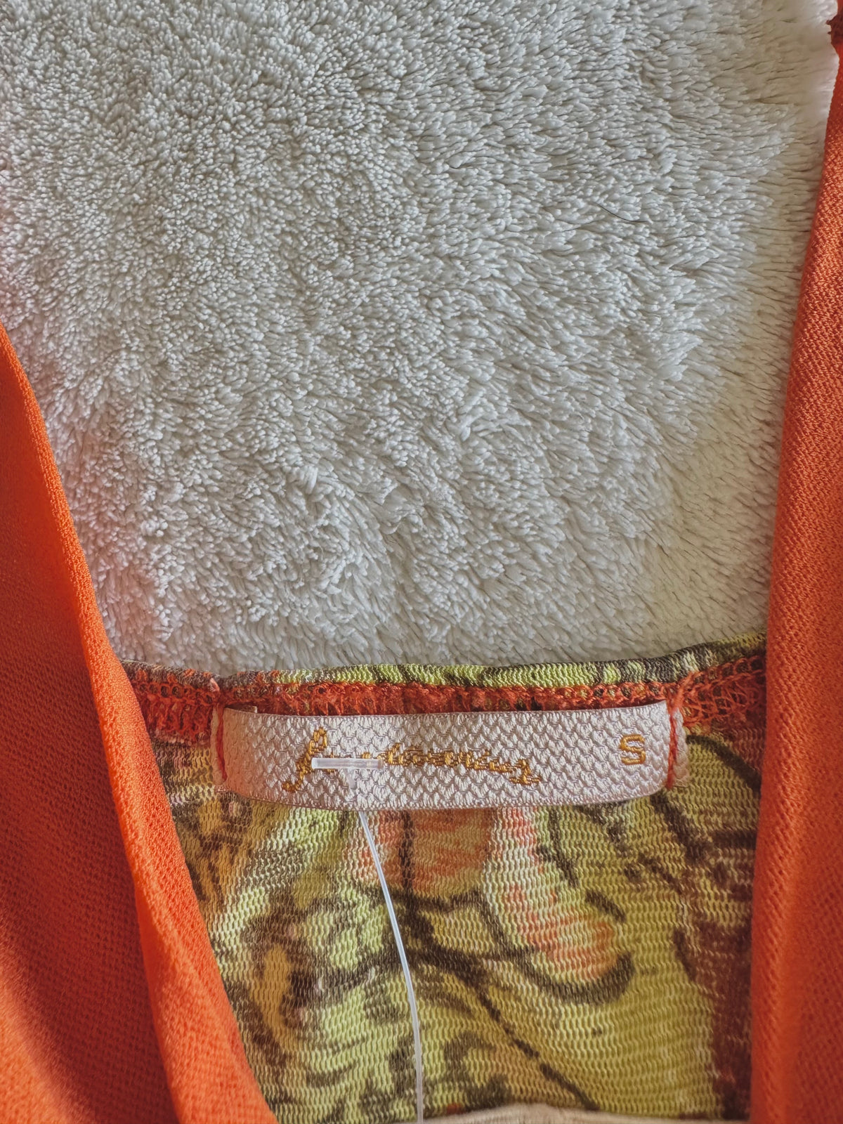 y2k vintage mesh ruffled orange and green floral autumnal cami top