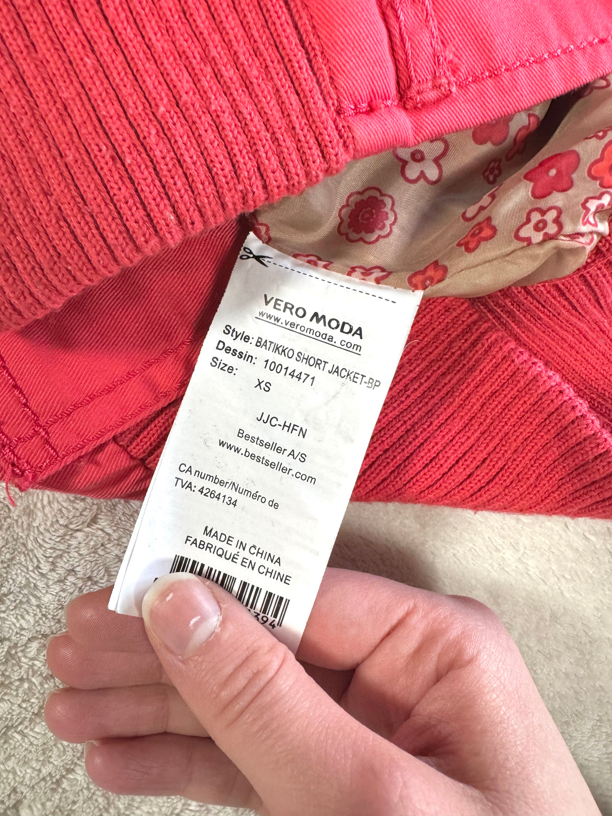 y2k vintage coral red fitted bomber jacket peacoat with zip pockets and chunky buttons