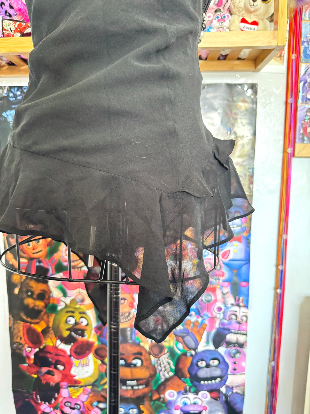 y2k vintage black silk fitted asymmetrical fairy hem cami top
