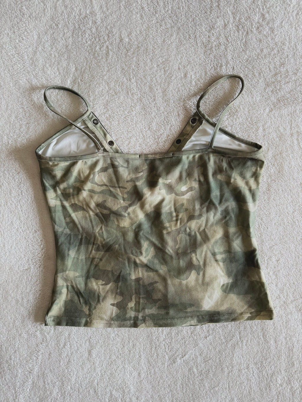 y2k vintage camouflage print green lace up ruched and fitted cami top with grommets