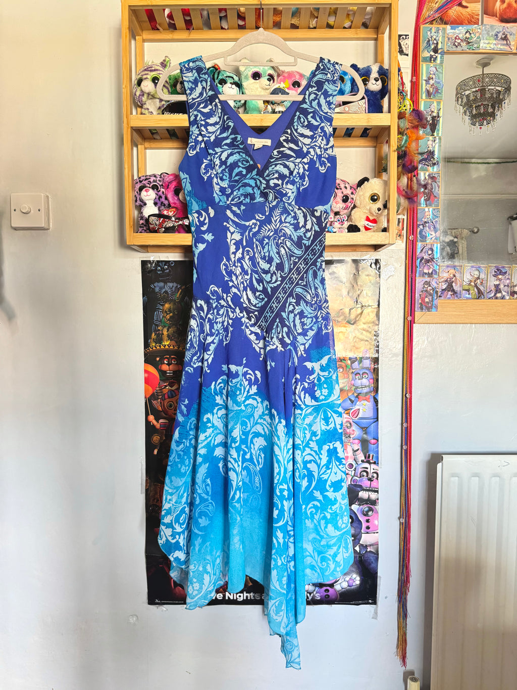 y2k vintage ombre effect waterfall blue maxi dress