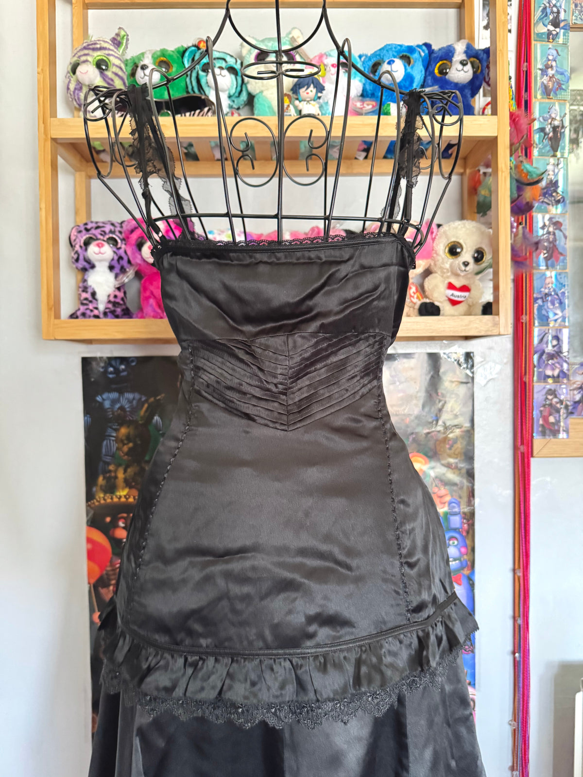 y2k vintage silk co-ord cami top and mini skirt with 3D blossoms embellished