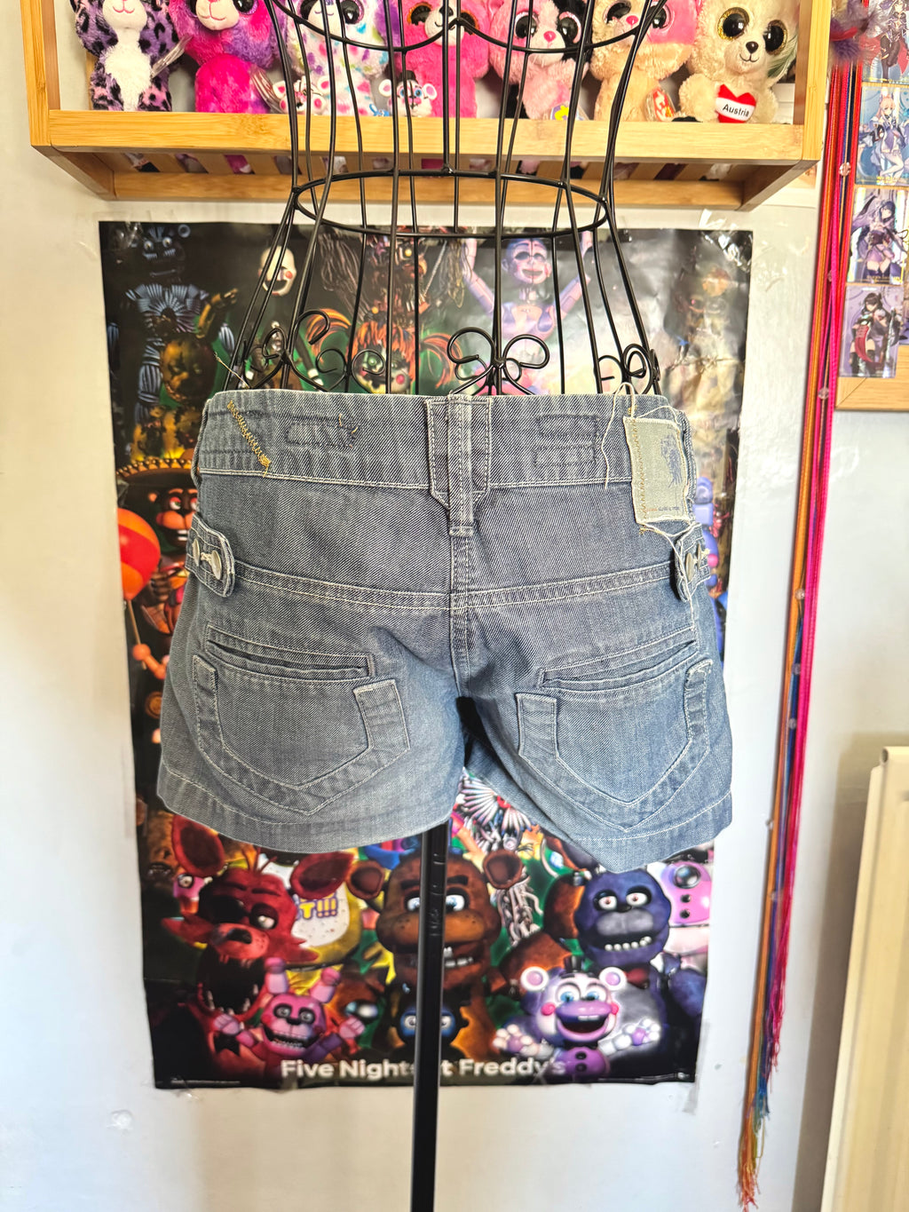 y2k vintage low waisted medium wash denim mini shorts