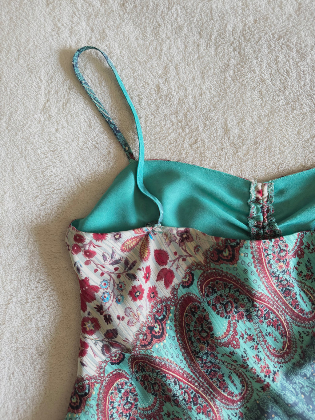 y2k vintage asymmetrical paisley print fitted cami top fairy mermaid