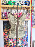 y2k vintage camouflage print green lace up ruched and fitted cami top with grommets