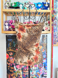 y2k vintage cowl neck fitted earthy vest top with mixed floral and animal print
