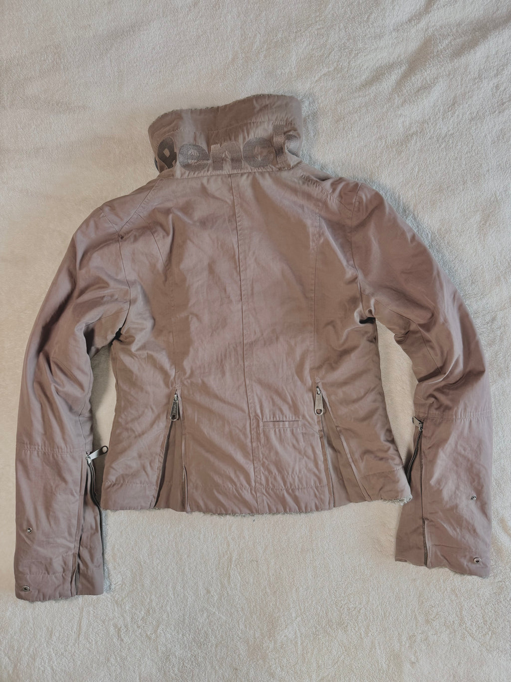 y2k vintage chocolate brown fitted faux fur lined zip up jacket