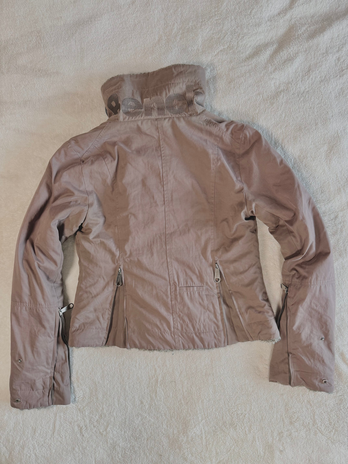 y2k vintage chocolate brown fitted faux fur lined zip up jacket