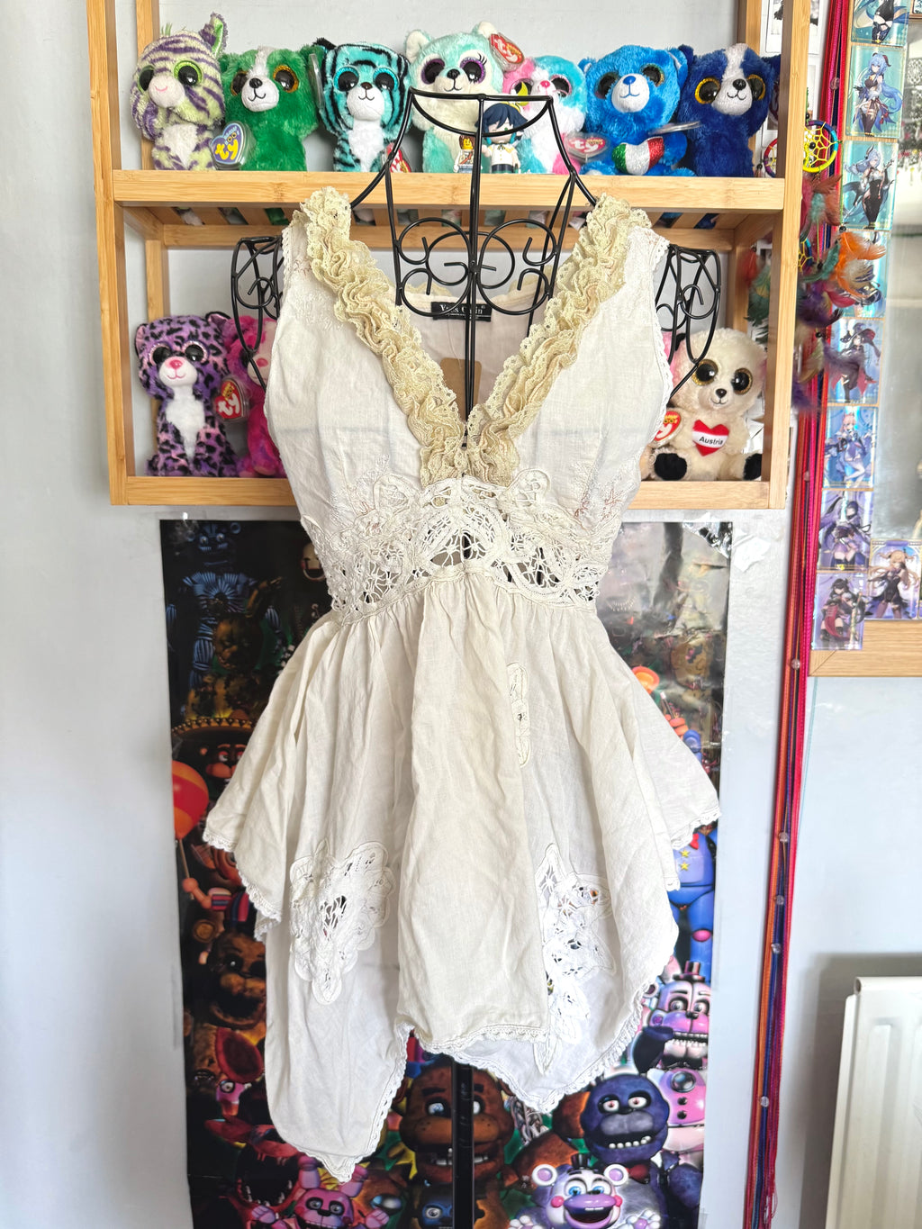 y2k vintage white floaty fairy hem babydoll cami top