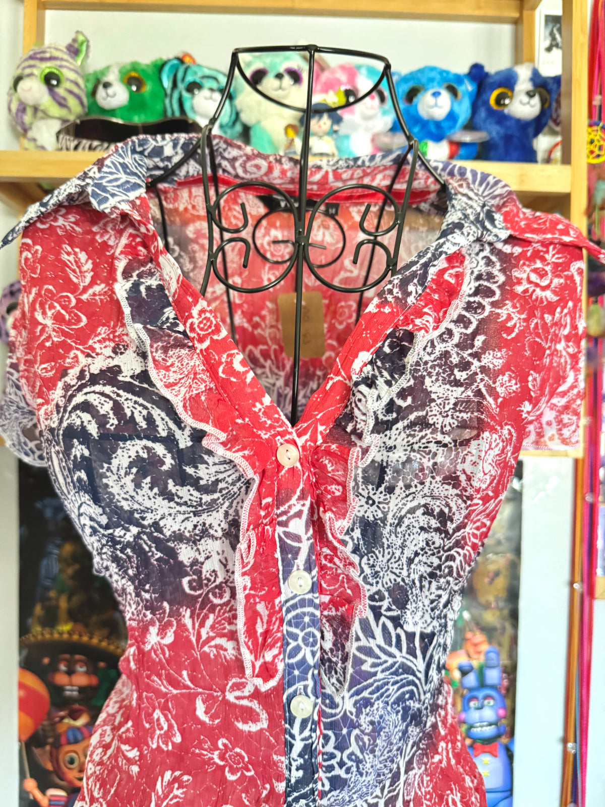 y2k vintage mermaid lace back corset style fitted button up shirt