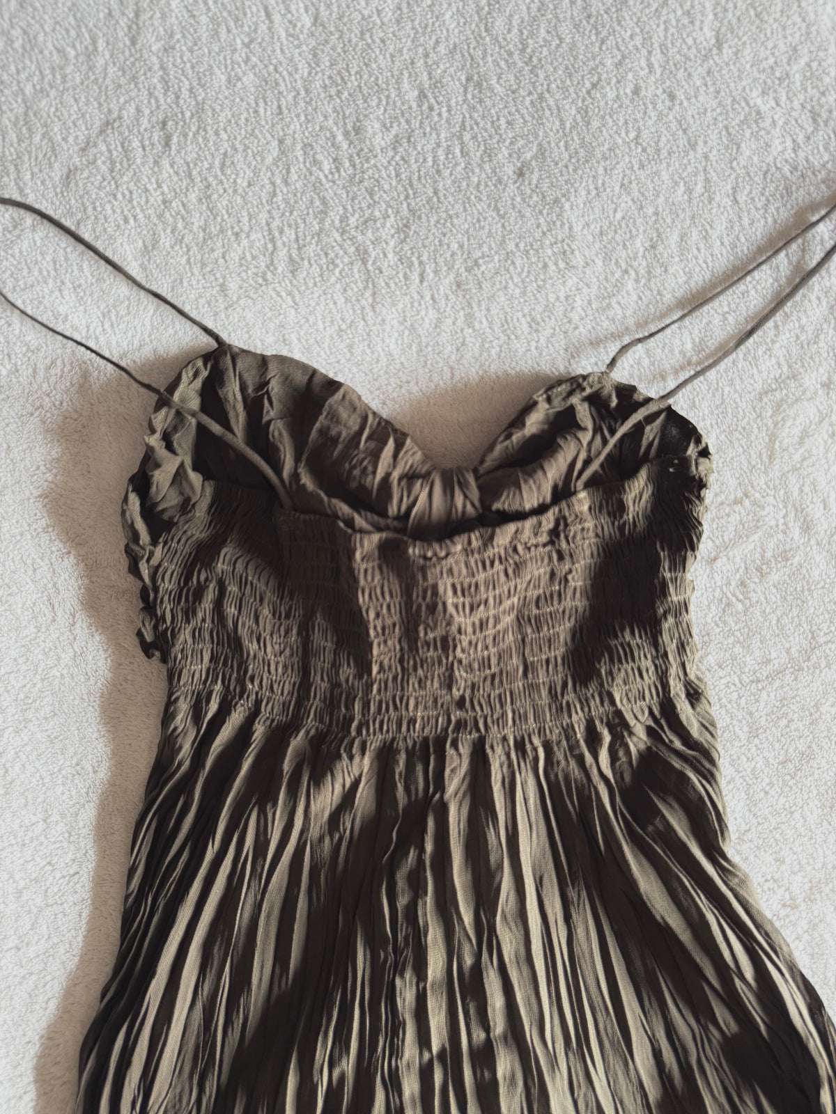 y2k vintage khaki forest fairy floaty asymmetrical hem cami top