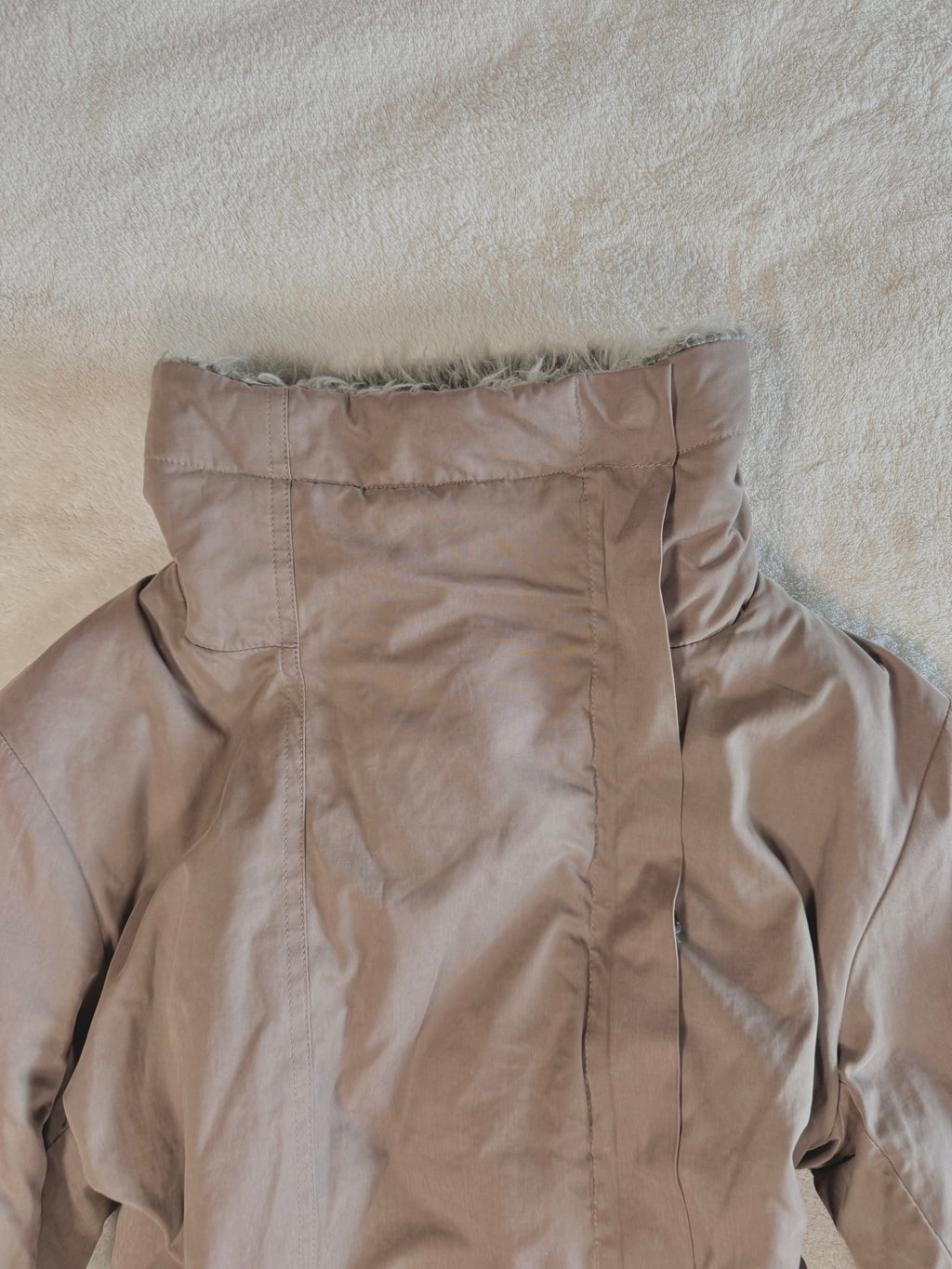 y2k vintage chocolate brown fitted faux fur lined zip up jacket