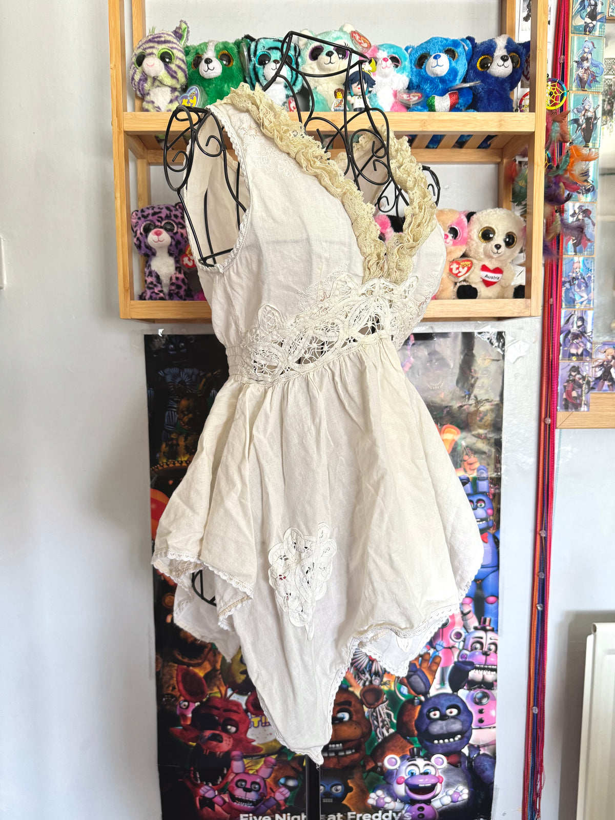y2k vintage white floaty fairy hem babydoll cami top