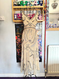 y2k vintage incredible heavily beaded beige midaxi dress 20’s gatsby style