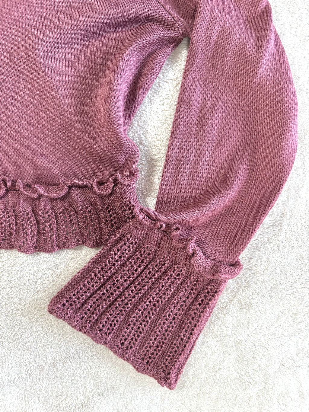 y2k vintage dusty pink fitted cropped tie front flared sleeve cardigan