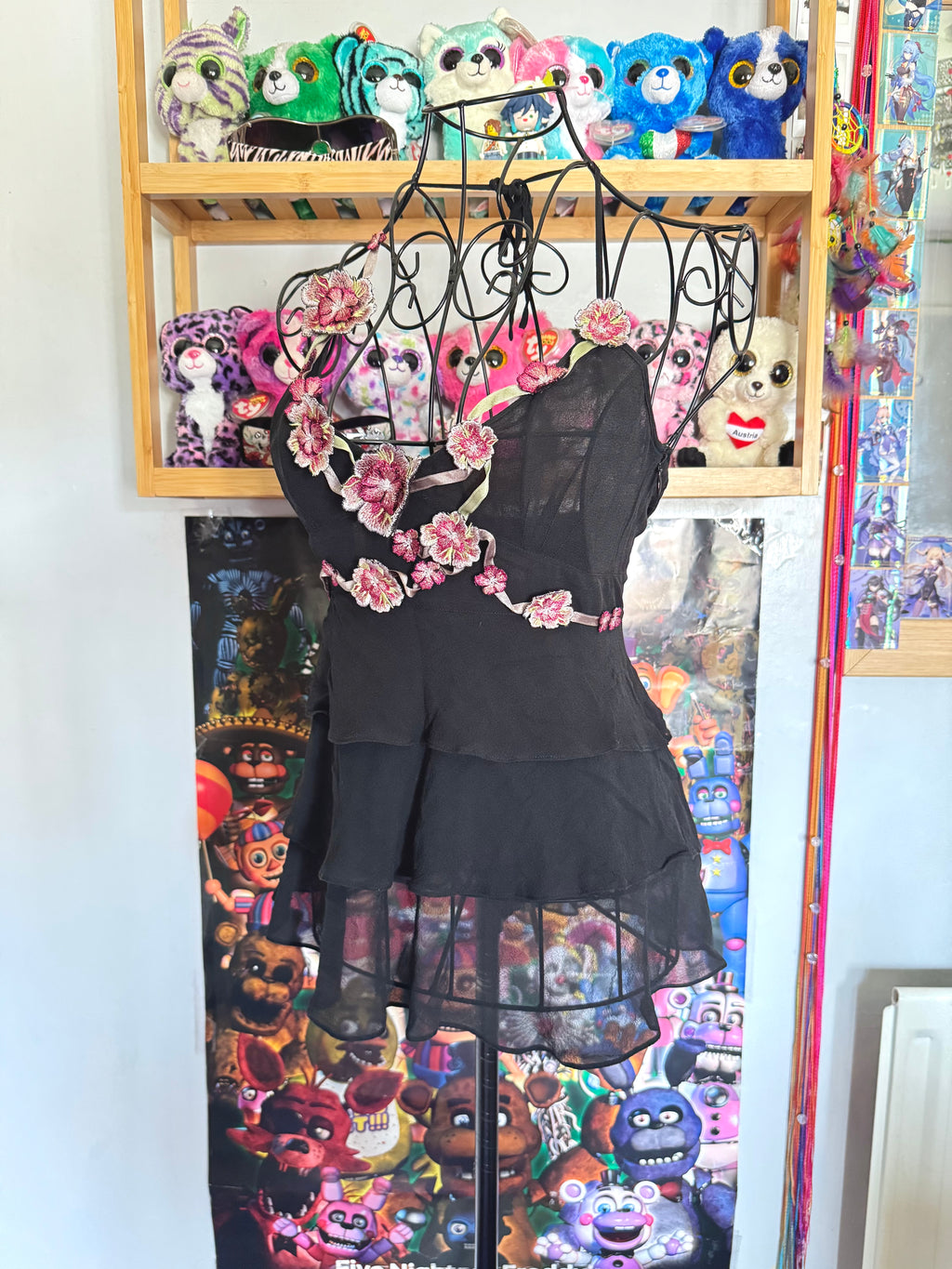 y2k vintage stunning silk ruffle tiered floral halterneck cami top