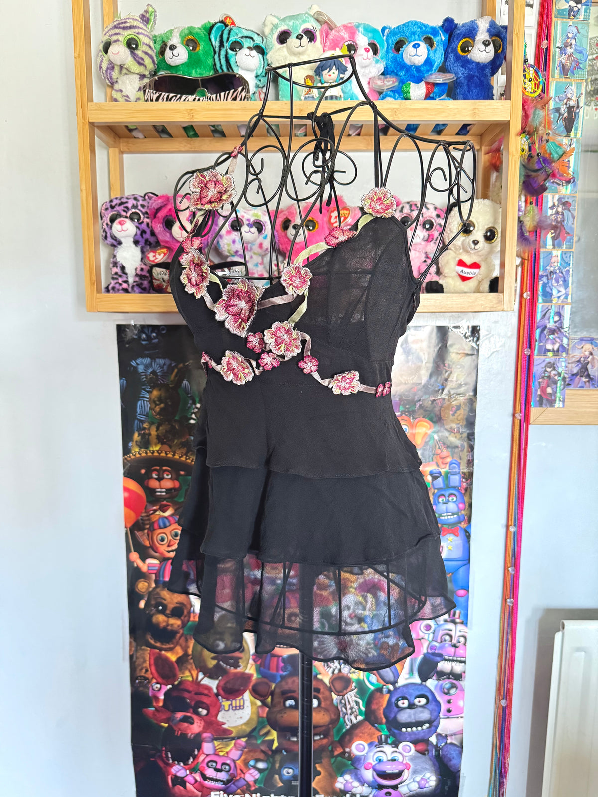 y2k vintage stunning silk ruffle tiered floral halterneck cami top