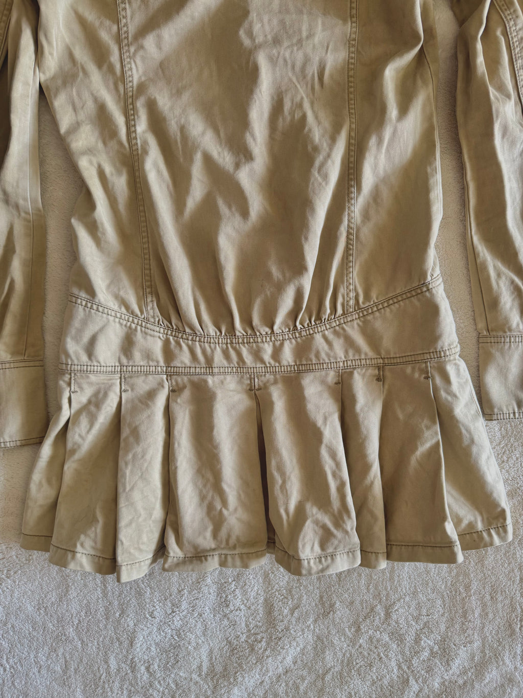 y2k vintage fitted button up archival hooded pleated trench coat archival drawstring