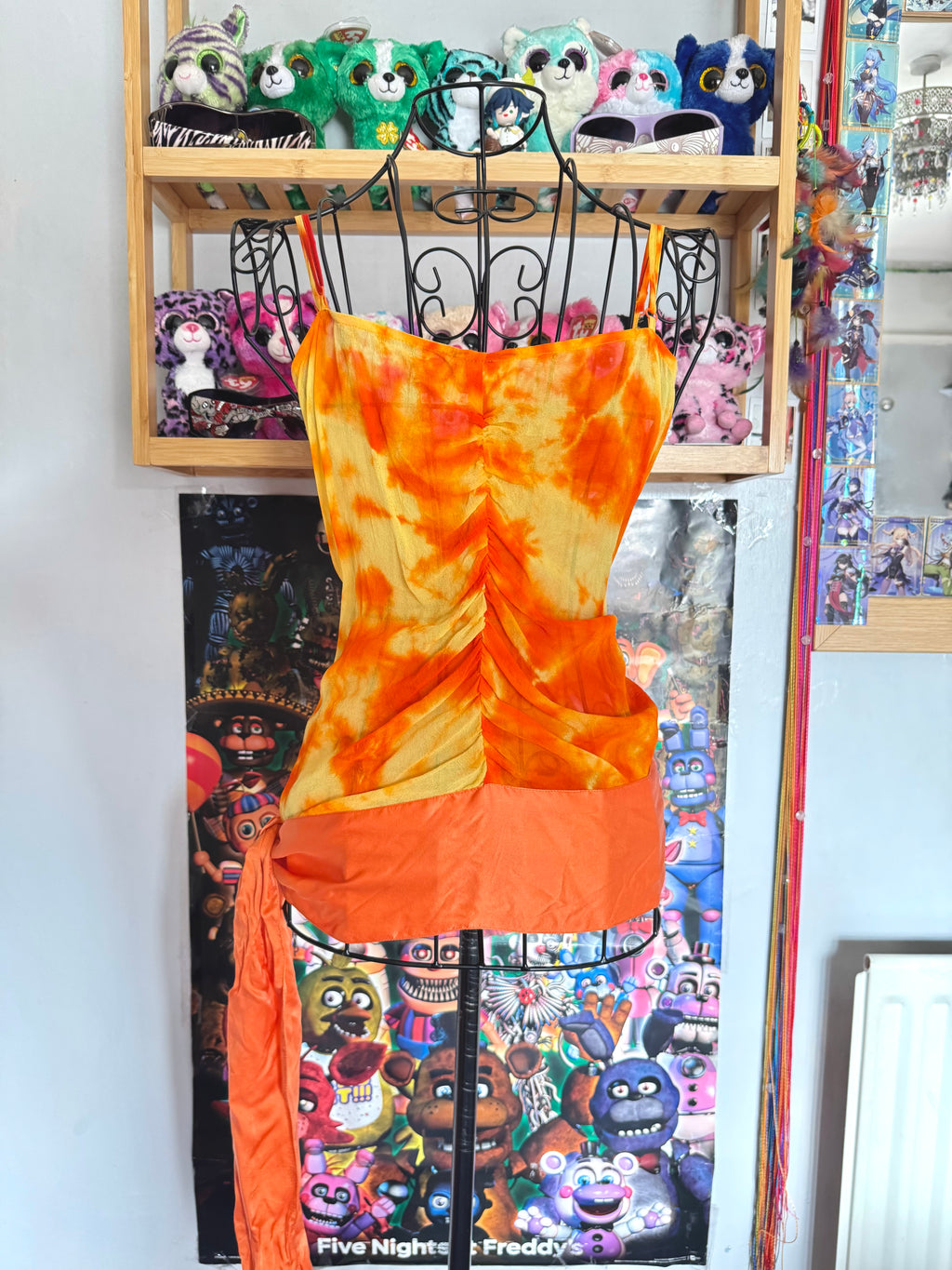 y2k vintage 2002 silk tie dye effect sequin embellished cami top warm autumnal