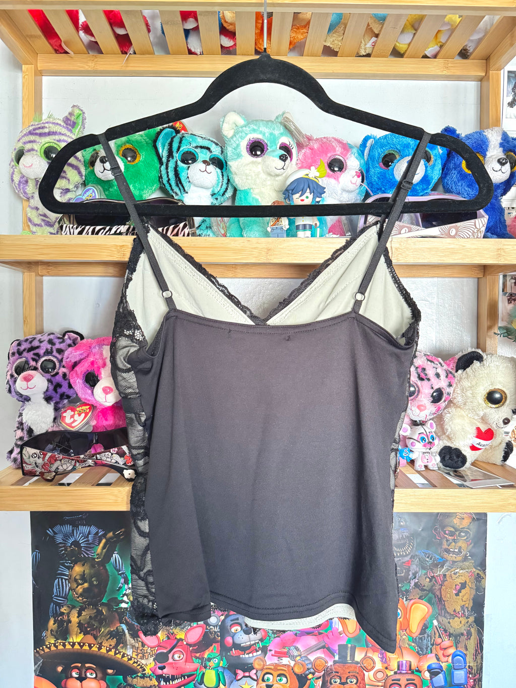 y2k vintage black sequin embellished cropped and fitted cami top