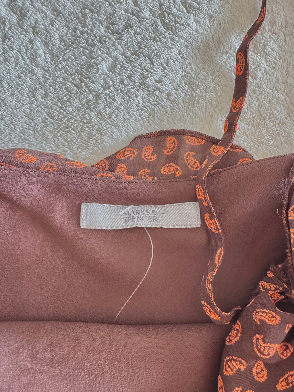 y2k vintage fitted brown and orange paisley print cami top