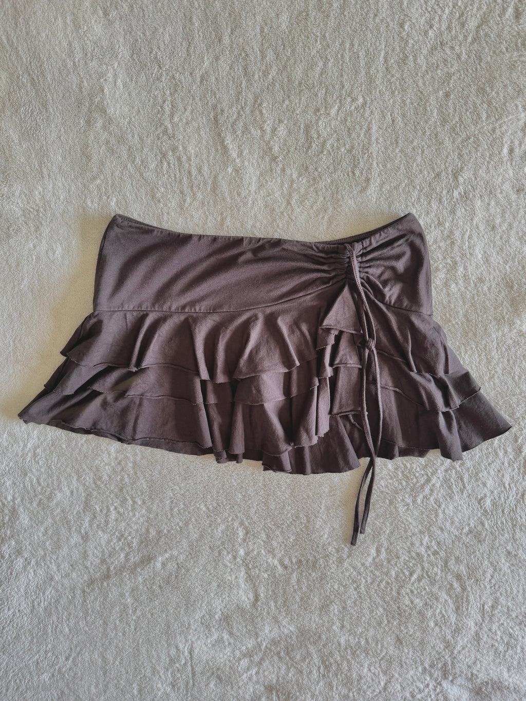 y2k vintage chocolate brown ruffle tiered mini skirt or floaty halter top fairycore