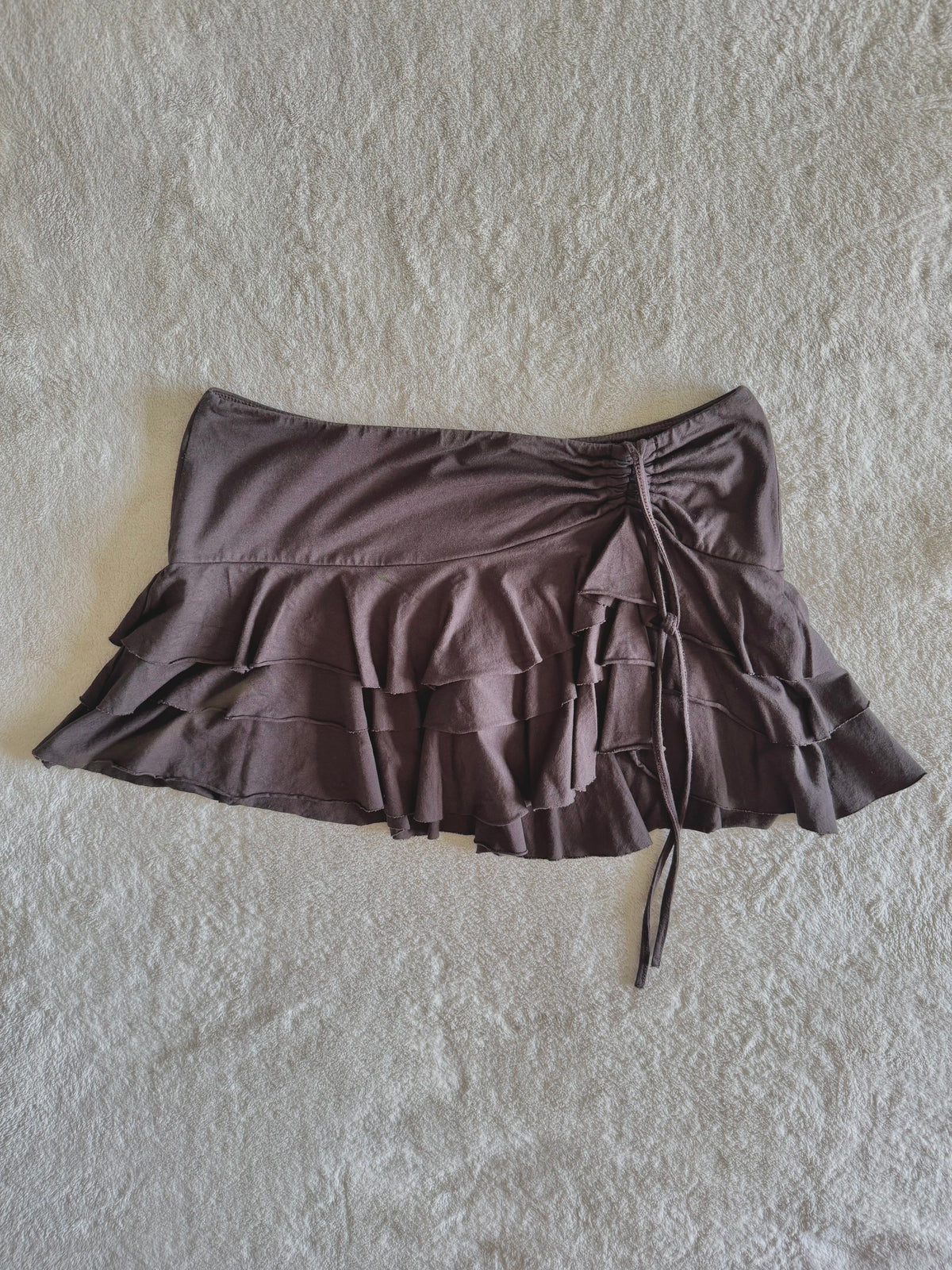y2k vintage chocolate brown ruffle tiered mini skirt or floaty halter top fairycore