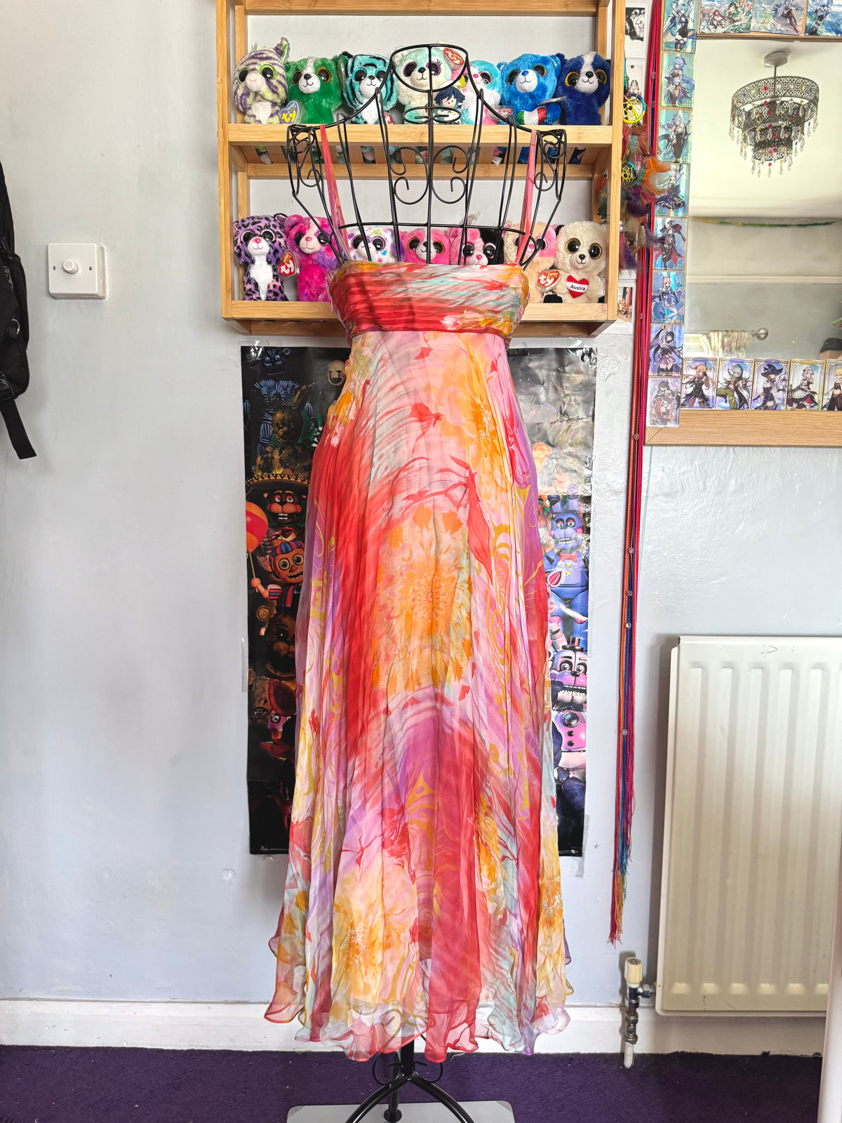 y2k vintage silk summer multicolour maxi dress with matching cardigan zara larsson