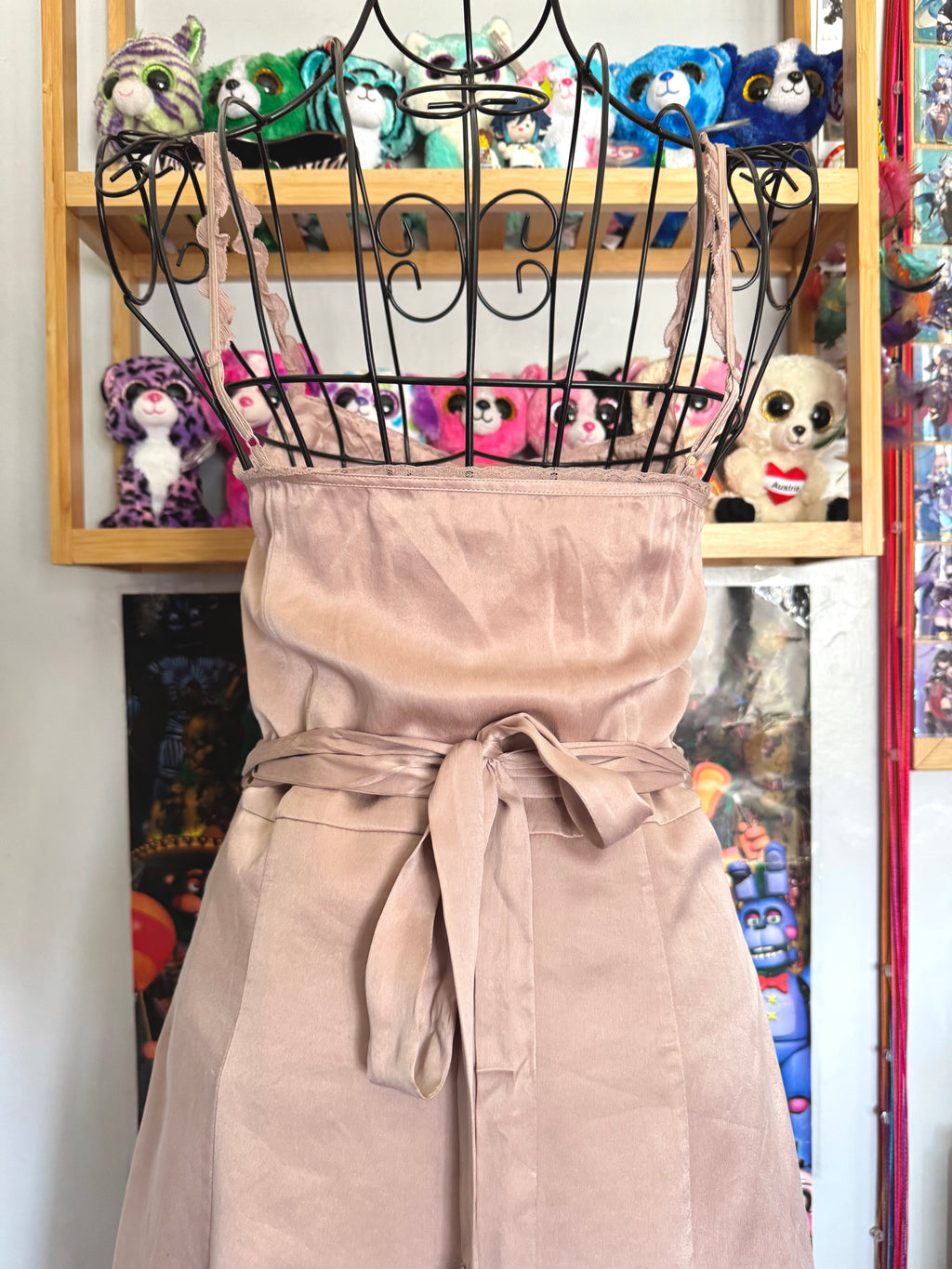 y2k vintage silk dusky pink and brown ombre fitted midi dress fit and flare with blossoms