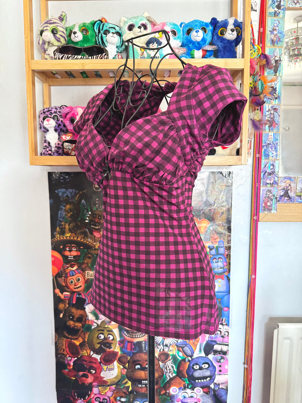 y2k vintage checkered fitted sweetheart cap sleeve top monster high vibes