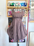y2k vintage chocolate brown bubble hem floaty babydoll mini dress festival archival